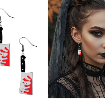 Pendientes de Halloween: cuchillo de carnicero