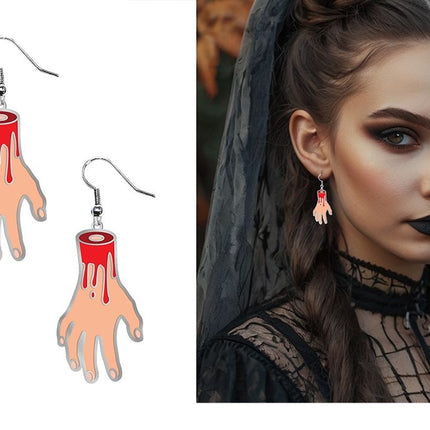 Pendientes de Halloween con forma de mano