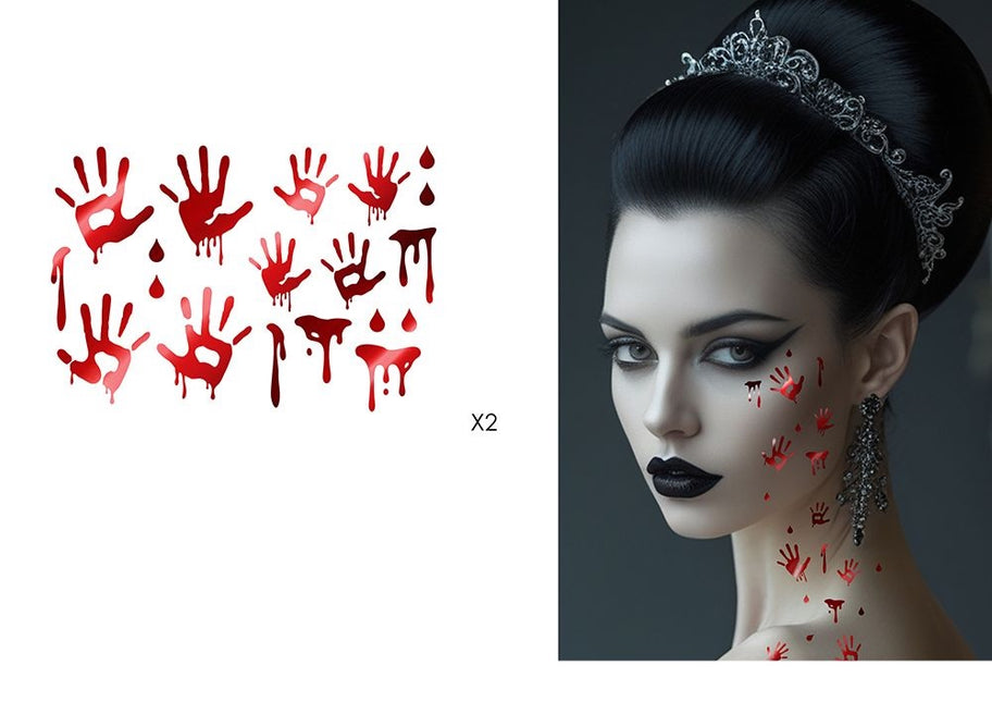 Tatuaje falso de Halloween: Manos ensangrentadas