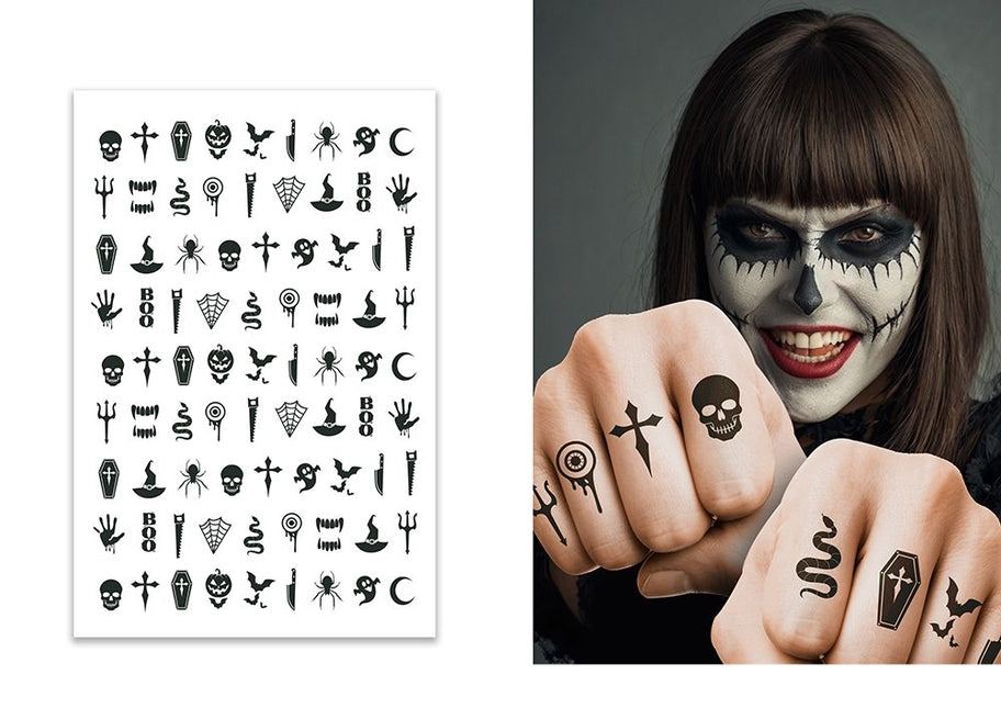 Tatuaje falso de Halloween, estilo gótico