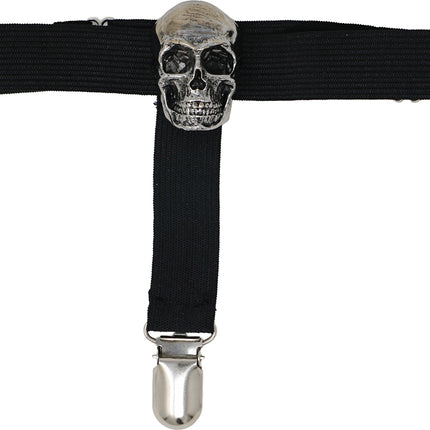 Cinta para medias de Halloween negra con calaveras
