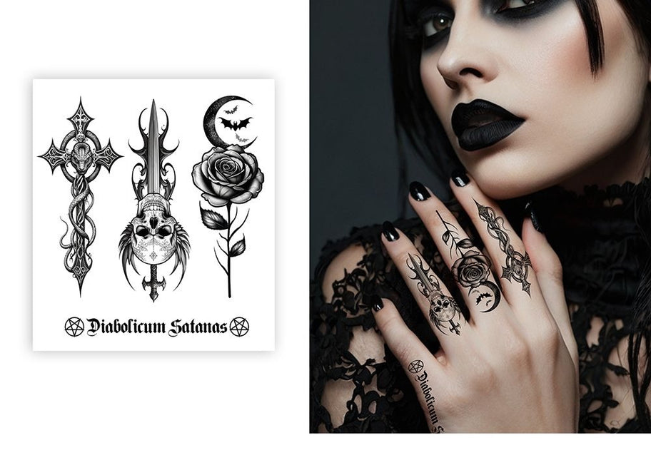 Tatuaje temporal de Halloween negro para los dedos
