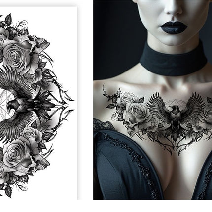 Halloween Nep Tattoo Zwart Raaf