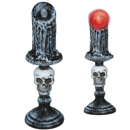 Portavelas de Halloween con esqueleto gris, 1 unidad
