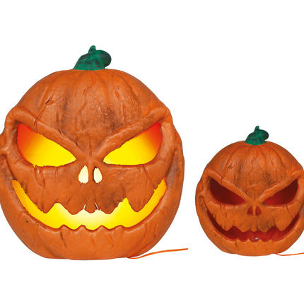 Calabaza de Halloween naranja con luz, 28 cm