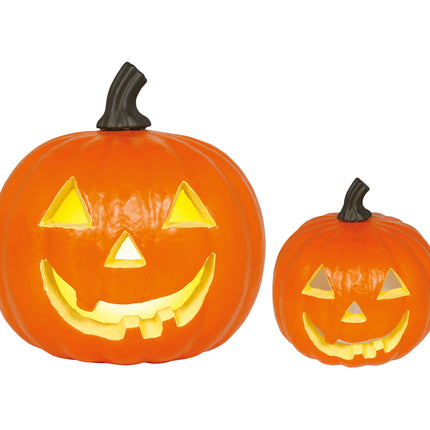 Calabaza de Halloween de espuma naranja con luz, 28 cm