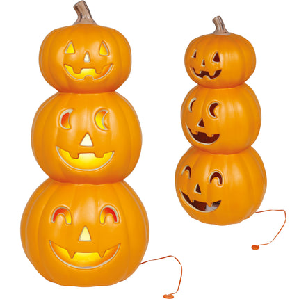 Pila de calabazas de Halloween con luz, 52 cm
