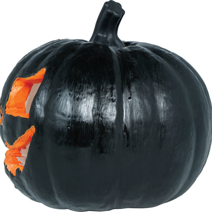 Calabaza de Halloween negra con luz, 20 cm