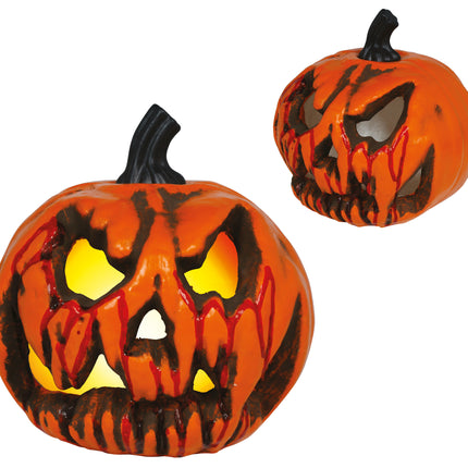 Calabaza de Halloween naranja de terror, 20 cm