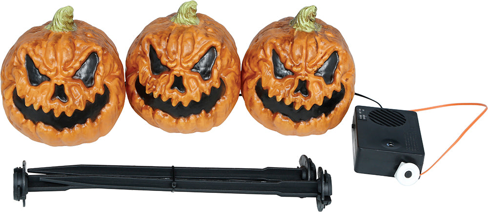 Calabaza de Halloween naranja con luz y brillo, 13 cm, 3 unidades