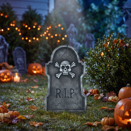 Lápida de Halloween gris Rip, 55 cm