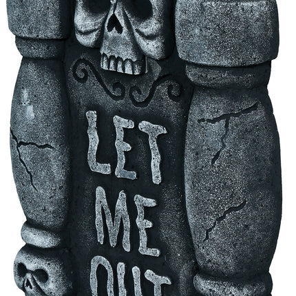 Lápida de Halloween gris «Déjame salir» 42 cm