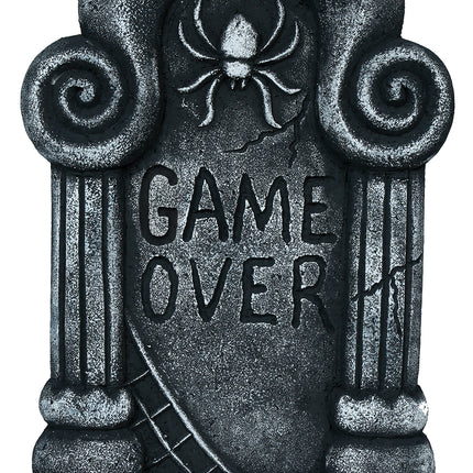 Lápida de Halloween gris «Game Over», 42 cm