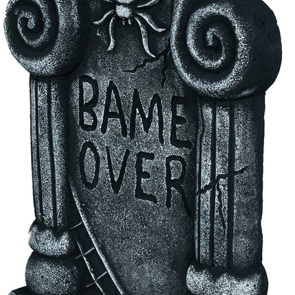 Lápida de Halloween gris «Game Over», 42 cm