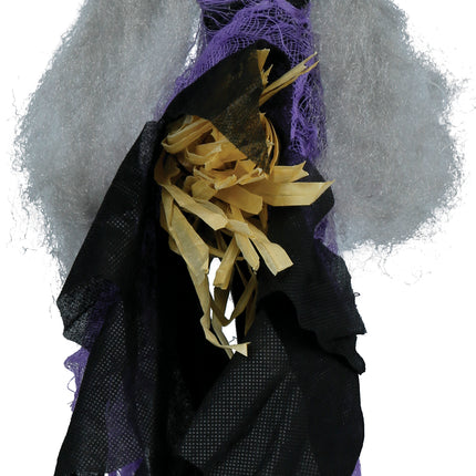 Halloween Pop Hangende Heks Met Bezem 44cm