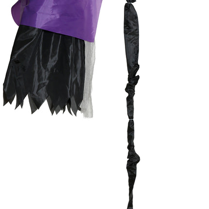 Muñeco de Halloween: bruja voladora con luz, sonido y movimiento, 2,25 m