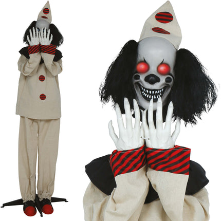 Payaso de Halloween «Pop Scare» con luces, sonido y movimiento, 1,85 m