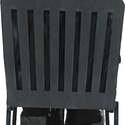 Esqueleto de Halloween en una silla con luz, sonido y movimiento, 1,05 m