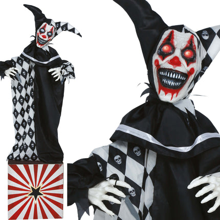 Payaso de Halloween con luces, sonido y movimiento, 1,7 m