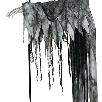 Esqueleto de Halloween volador con luz, sonido y movimiento, 2,05 m