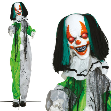 Payaso de Halloween con luces, sonido y movimiento, 2,55 m