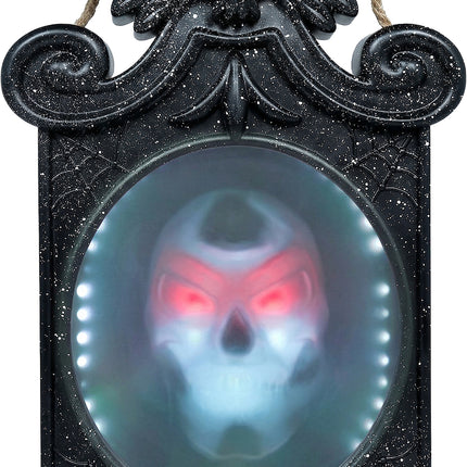 Espejo de Halloween con imagen, luz y movimiento, 45 cm