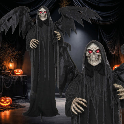 Esqueleto de Halloween con luces, sonido y movimiento, 1,7 m