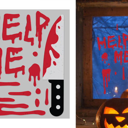 Decoración para ventanas de Halloween «Help Me», 50 cm