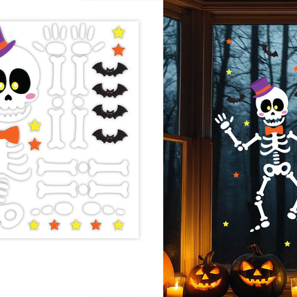 Decoración de Halloween para la ventana: esqueleto de 50 cm