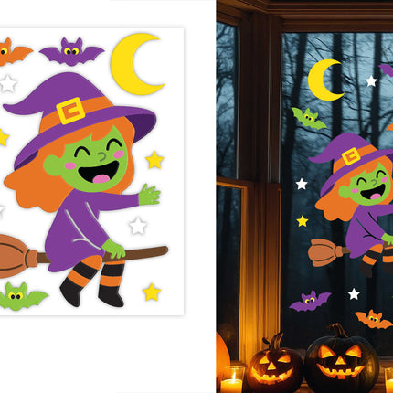 Decoración de Halloween para la ventana: bruja de 50 cm
