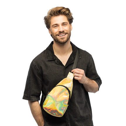 Bolso cruzado Holo dorado (30 x 19 x 4 cm)