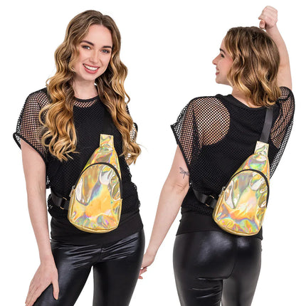 Bolso cruzado Holo dorado (30 x 19 x 4 cm)