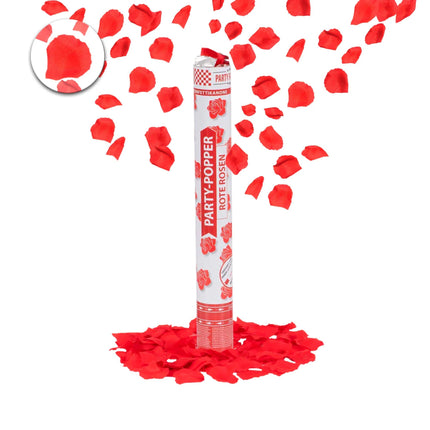 Cañón de confeti de rosas rojas, 40 cm