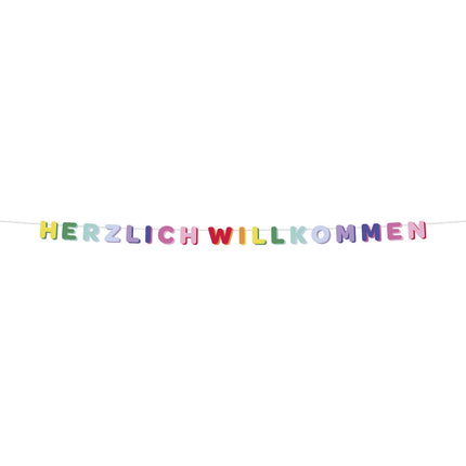 Guirnalda de letras de colores Herzlich Willkommen 2,6m