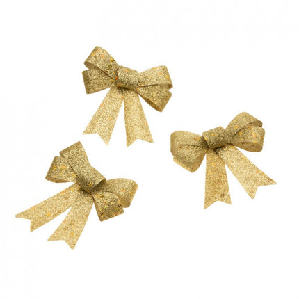 3 lazos dorados estrellas holográficas 10cm x 12,7cm