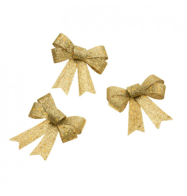 3 lazos dorados estrellas holográficas 10cm x 12,7cm