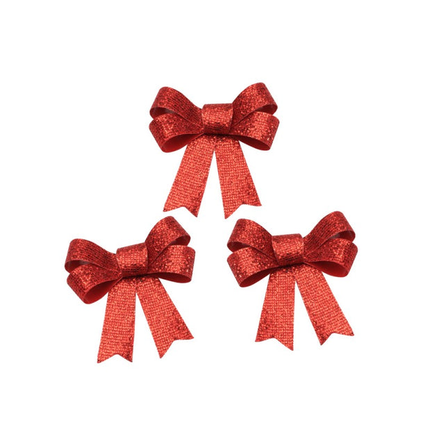 Lazo Rojo Purpurina 12.7cm 3pcs