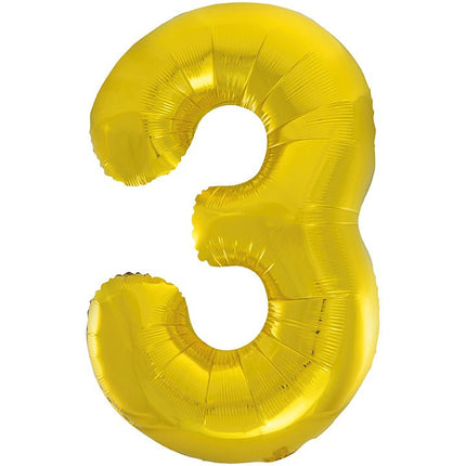 3 Jaar Cijfer Ballon Goud Leeg 86cm van Unique koop je bij Partywinkel