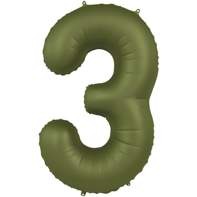 3 Jaar Cijfer Ballon Groen Mat 86cm van Folat koop je bij Partywinkel