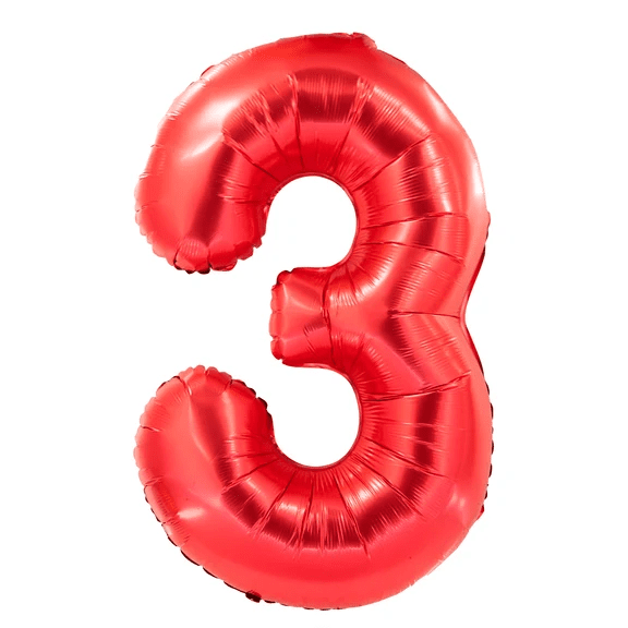 3 Jaar Cijfer Ballon Rood 1m van VDV Benefit koop je bij Partywinkel