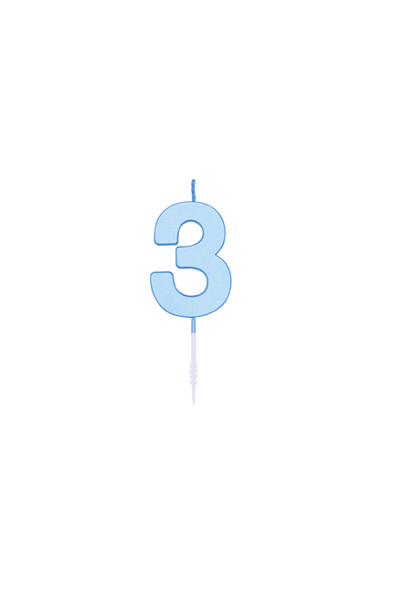 3 Jaar Kaars Blauw Pastel 4,5cm van WeFiesta koop je bij Partywinkel