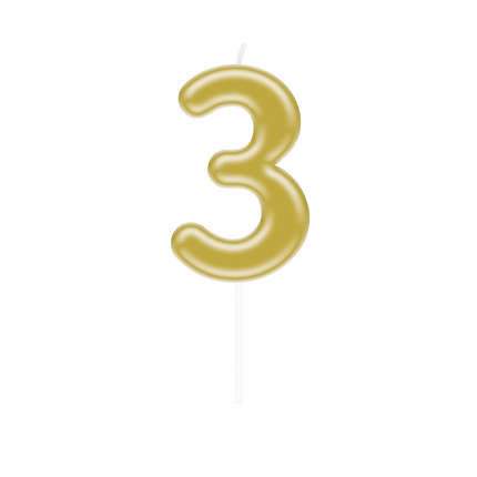 3 Jaar Kaars Goud 10,5cm van Paper Dreams koop je bij Partywinkel