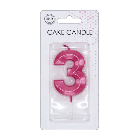 3 Jaar Kaars Roze Metallic 6cm van WeFiesta koop je bij Partywinkel