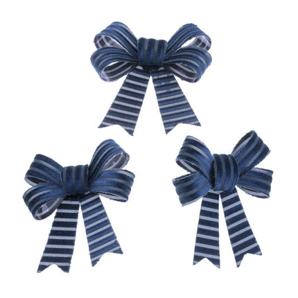3 LAZOS DE TERCIOPELO DE PANA AZUL MARINO 10 CM X 12,7 CM