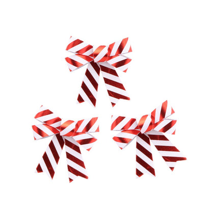 Lazo Rojo Blanco Rayas 11cm 3pcs
