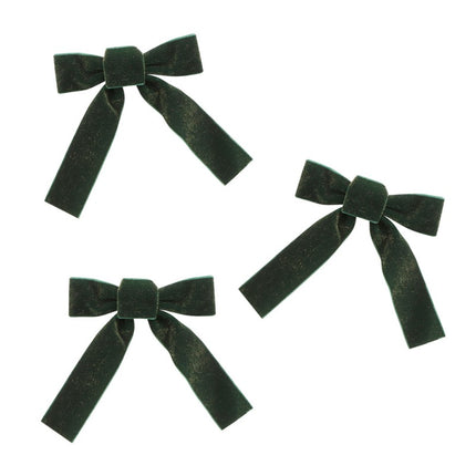 3 lazos de terciopelo verde brillante 14cm x 1cm x 16cm
