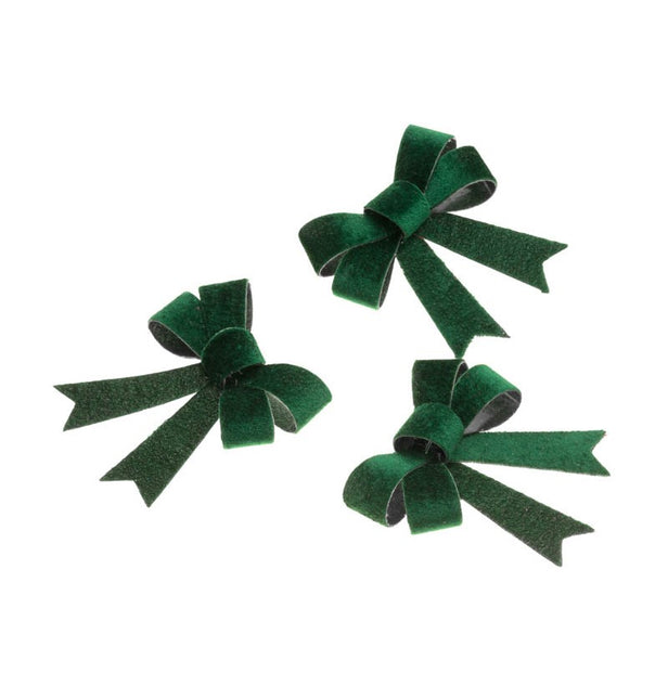 3 lazos de terciopelo verde oscuro 10CM X 12,7CM