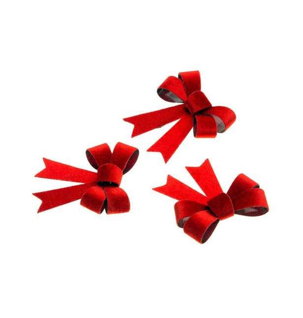 3 lazos rojos de terciopelo 10 cm x 12,7 cm