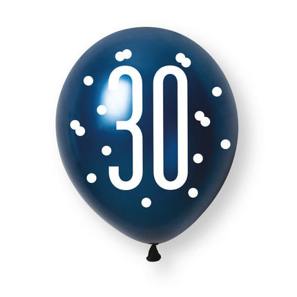 30 Jaar Ballonnen 30cm 6st van Unique koop je bij Partywinkel