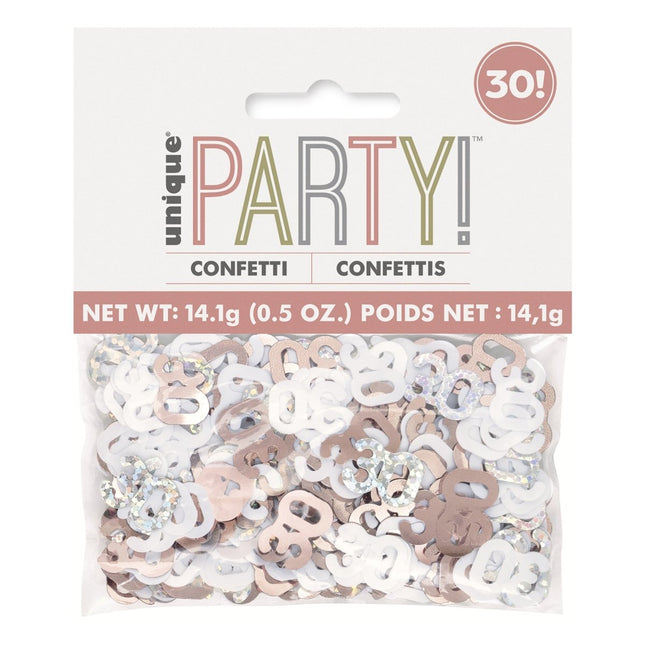 30 Jaar Confetti Zak Rose Goud 14gr van Unique koop je bij Partywinkel